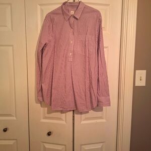 Women's half button down striped shirt